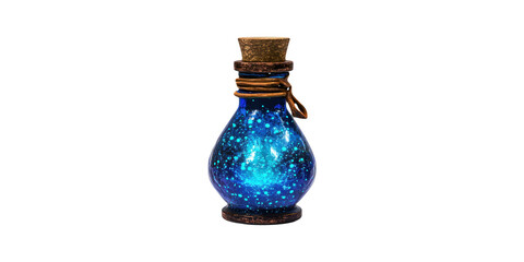 Blue Potion Bottle With Starry Effect Isolated on Transparent Background