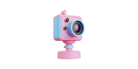 Pink And Blue Camera With Compact Design Isolated on Transparent Background