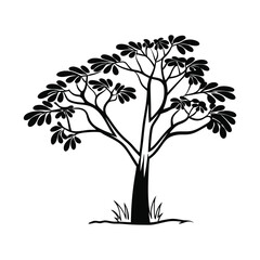 Obraz premium Black and white illustration of a tree