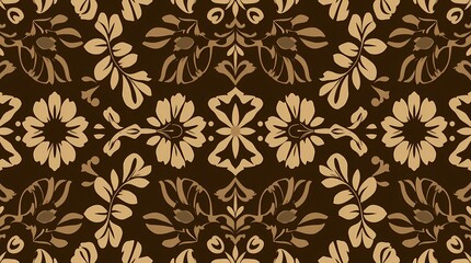 Brown Floral Damask Pattern 