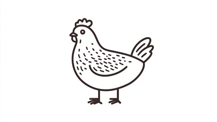 Fototapeta premium Outline of a Chicken Profile Showcasing the Simple and Charming Nature of Farm Animals