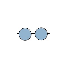 Illustration of a round frame glasses icon isolated on a white background.