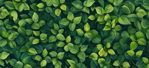 Lush Green Leaves Background, Vibrant Foliage, Natural Textures, Leaf Patterns, Botanical Design, Freshness, Nature's Palette, copy space for text