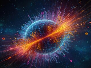 Obraz premium Vibrant visualization of an abstract explosion of colors representing a cosmic event in the vast expanse of space