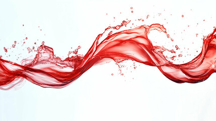 A vibrant red liquid captured mid-splash, forming intricate waves and droplets.