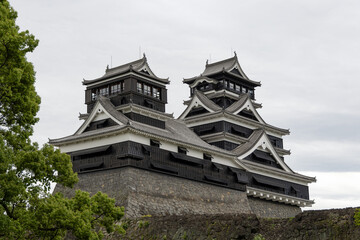 Kumamoto Castle, a famous attraction in Kumamoto, Japan, photographed in Kumamoto Prefecture, Kyushu, Japan