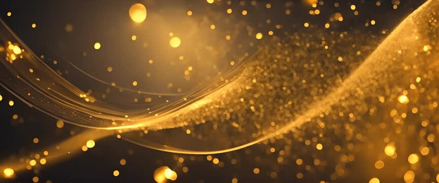Luxury particles background golden shining dust bokeh glitter gold particles awards background is a motion graphics The luxurious gold particles keep moving forward the golden particle stripes 4K