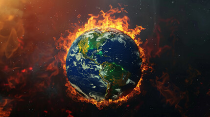 Burning Earth Depicting Climate Crisis
