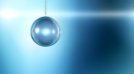 Glowing Blue Orb Suspended From Crystal Chain