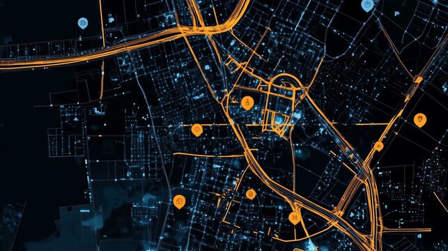 A colorful city map illustration illustrating location services.