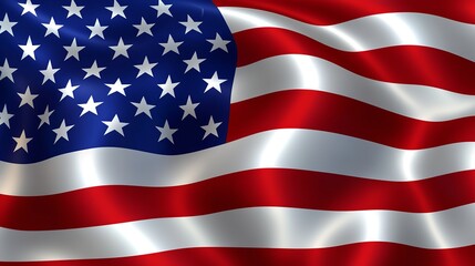 Realistic USA Flag on Blue Blurry Sky Background - 8K Realistic


