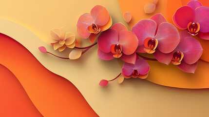 Phalaenopsis Orchids logo 3d vector papercut