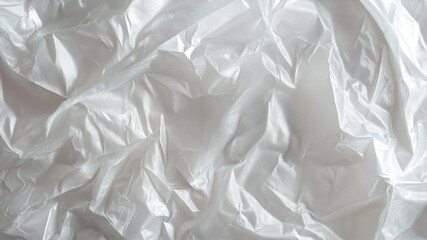 Smooth White Transparent Plastic Film Wrap Texture Shining Under Light Creating a Soft, Crinkled Appearance Ideal for Backgrounds