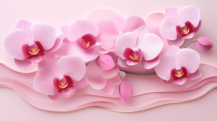 Phalaenopsis Orchids logo 3d vector papercut