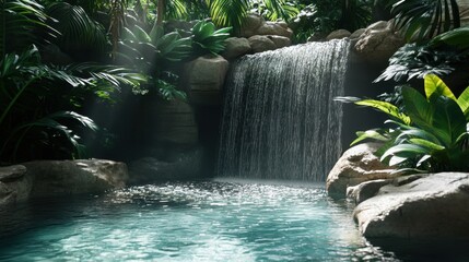 Serene Tropical Waterfall Oasis