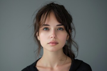 Fototapeta premium Beautiful young woman portrait. Studio shot isolated on gray background