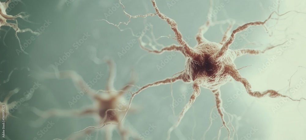 Poster neurons with intricate dendritic structures showcasing neural connections and synapses, representing