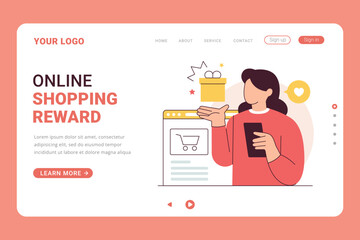 Online Shopping Reward Landing page for online store concept illustration