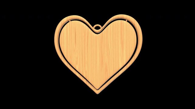 Heart Shape Keychain Rotating on a Transparent Background. Seamless Loop. 4K