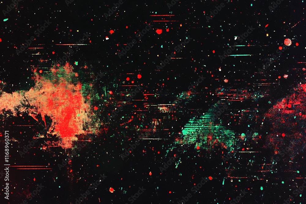 Poster abstract cosmic nebula with glitch effect.