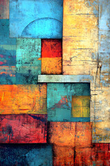 Vibrant Abstract Blend: Dynamic Energy Meets Calming Ambiance in a Mesmerizing Composition Inviting Interpretation