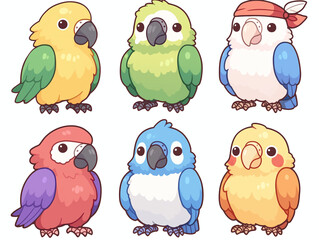 Fototapeta premium Adorable Colorful Parrots Illustration