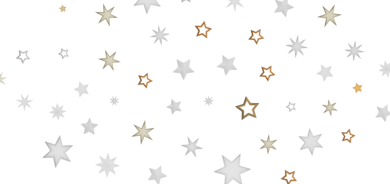 An abstract night sky background with falling stars in different sizes and shades