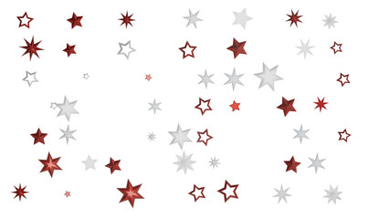 Scattered red and white stars against a black background. This image evokes a sense of celebration and wonder, with the stars resembling twinkling lights in the night sky.