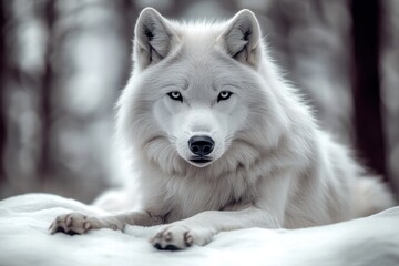 Obraz premium Majestic Arctic Wolf in Winter Wonderland