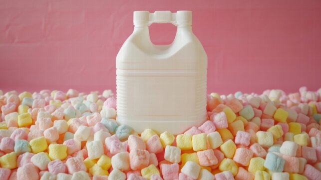 Blank White Plastic Bottle in Pastel Marshmallows