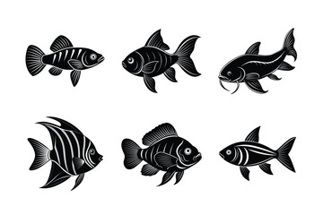 Fish domestic animal silhouette vector bundle