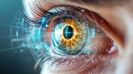 Detailed examination of the eye with a focus on iris and pupil dynamics.