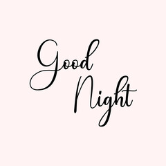 Obraz premium Good Night Text Typography isolated on light background