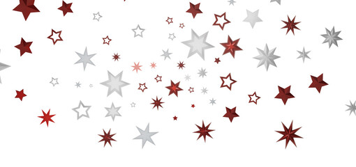 A simple, abstract design of red and white stars on a black background.