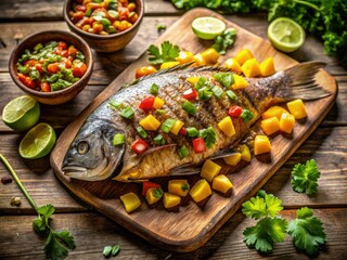 Savor succulent barbudo â€“ grilled to perfection, topped with zesty mango salsa.  Quick, easy seafood dinner.