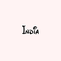India Text Typography isolated on light background