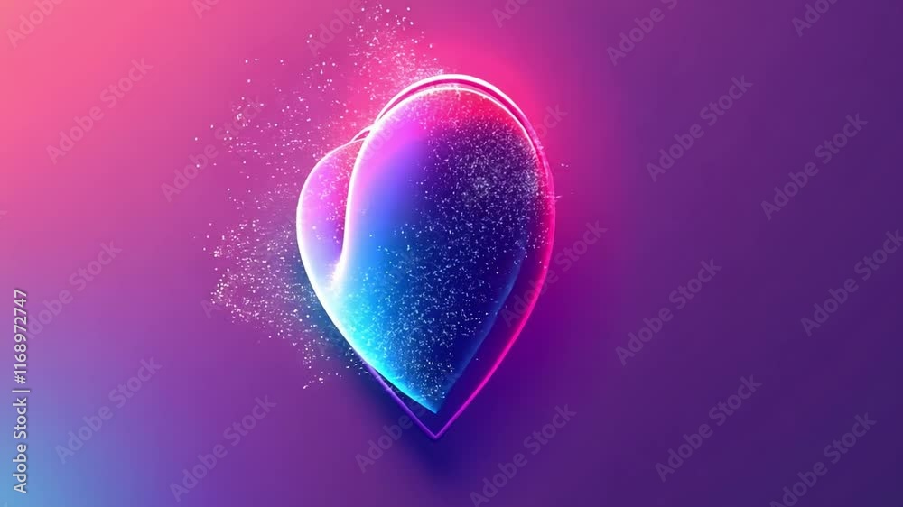 Poster this glowing heart shape with vibrant colors, set against a soft gradient backdrop.