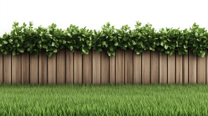 Lush green foliage against wooden fence garden landscape nature scene outdoor serenity eye-level view tranquility and growth