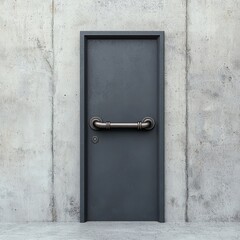 Modern industrial door with sleek design against a concrete wall.