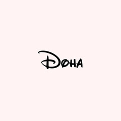Doha Text Typography isolated on light background