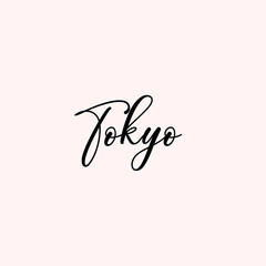 Tokyo Text Typography isolated on light background