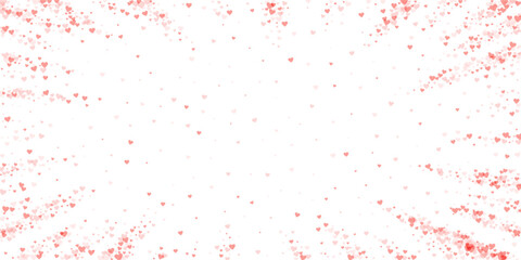 Red hearts scattered on white background.