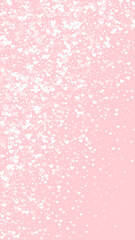 White hearts scattered on pink background.