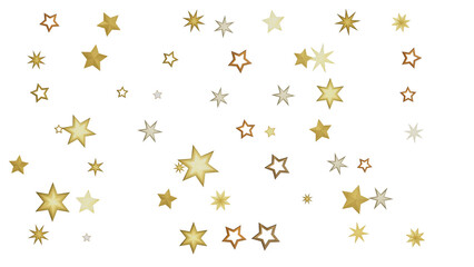 A black background is covered with gold stars of various sizes.