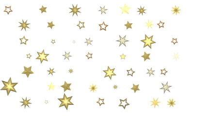 Banner with golden decoration. Festive border with falling glitter dust and stars.