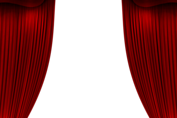Red Open stage curtain, photo, png isolated on transparent background	