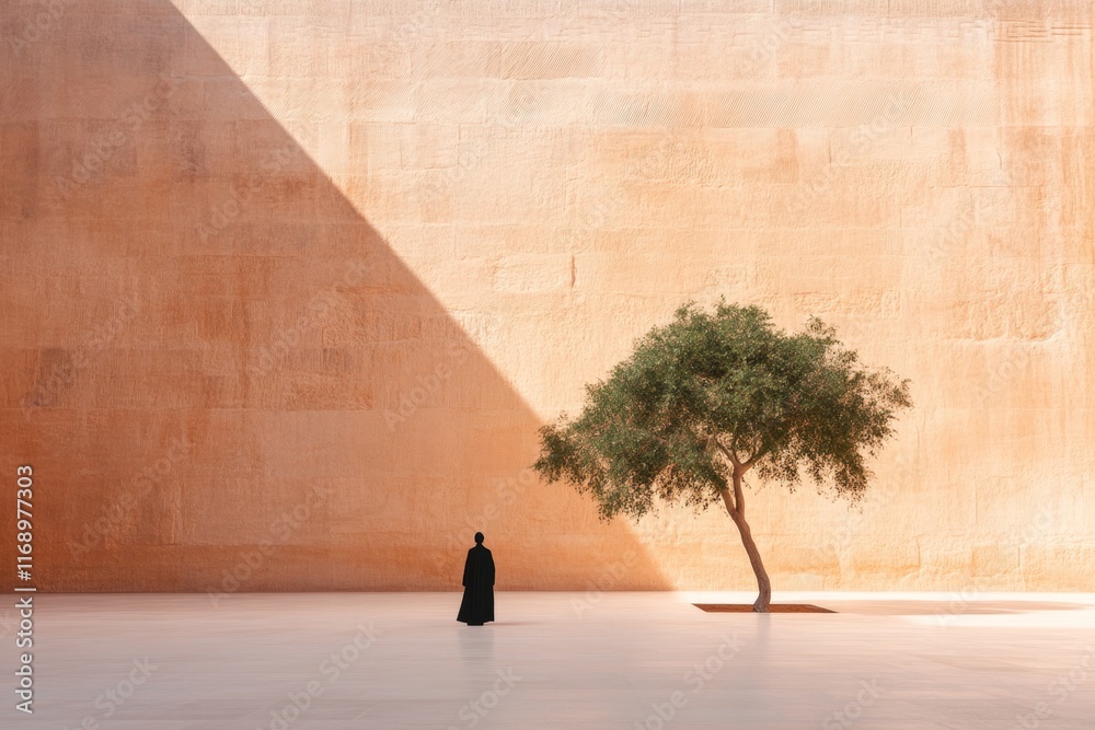 Poster A sleek, abstract representation of the Western Wall, using simple lines and subtle texture