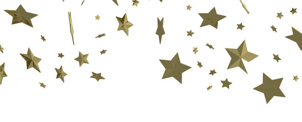 Stellar Christmas Drift: Radiant 3D Illustration Showcasing Descending Holiday Stars in Motion