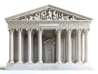 Obraz premium Majestic Neoclassical Courthouse with Ornate Columns and Symmetrical Architecture