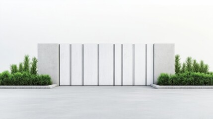 Fototapeta premium Contemporary architectural design urban space visual rendering minimalist environment straight-on perspective modern aesthetics